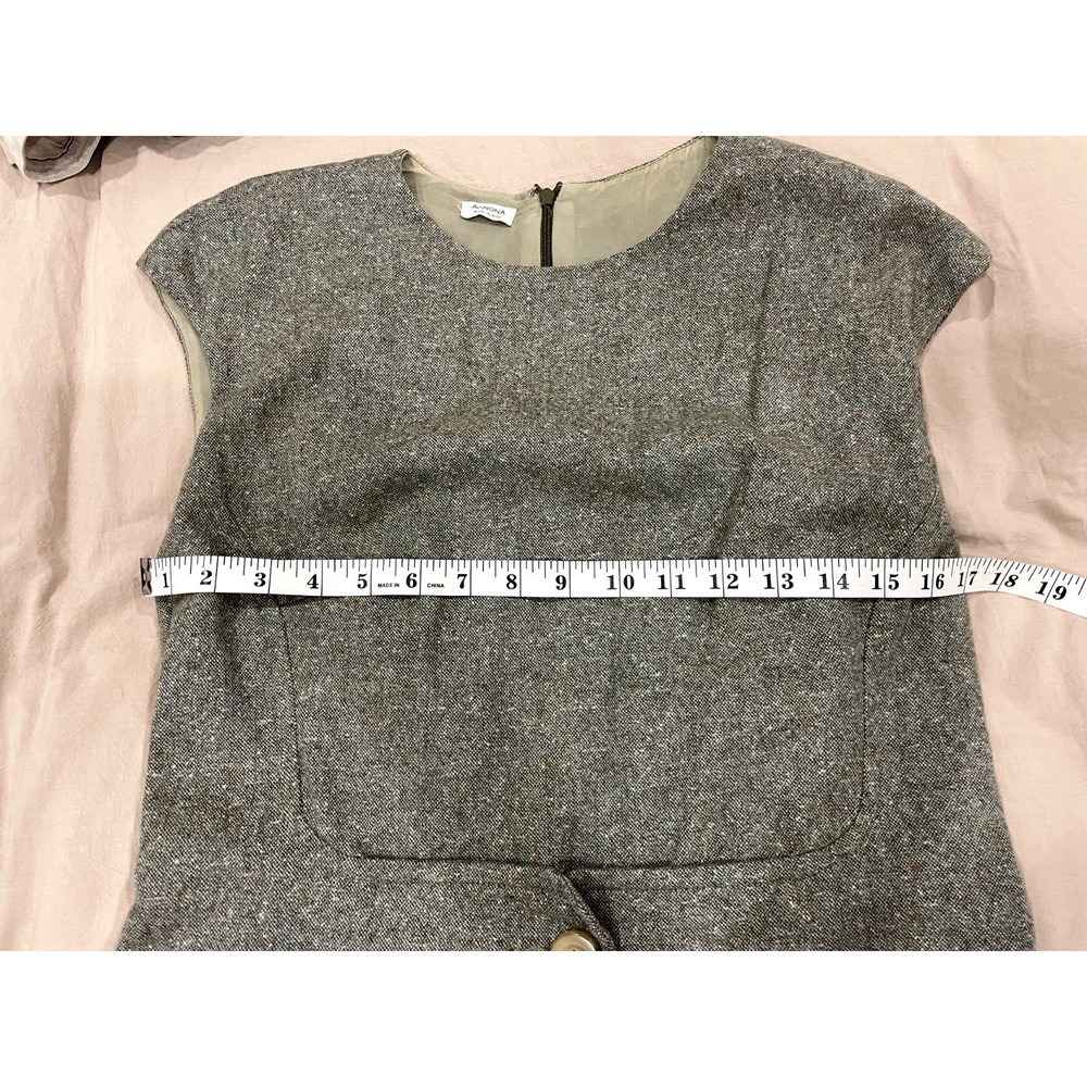 Agnona Dress Womens Size Medium Gray Wool Sleeveless Zip Back Italy Stretch Belt - Picture 8 of 9